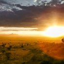 The sun lighting up the landscape in Karamoja, Uganda