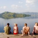 Relaxing on the shores of Lake Mutanda, Uganda