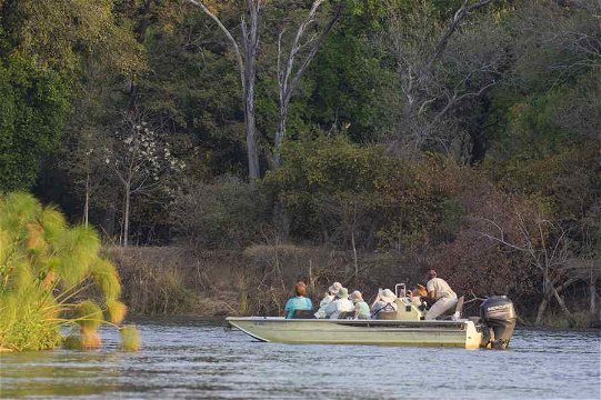 Birders on the Okavango River. 