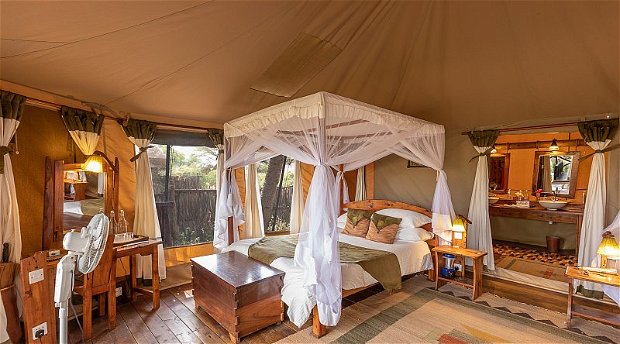 Luxury safari tent at Elephant Bedroom, Samburu