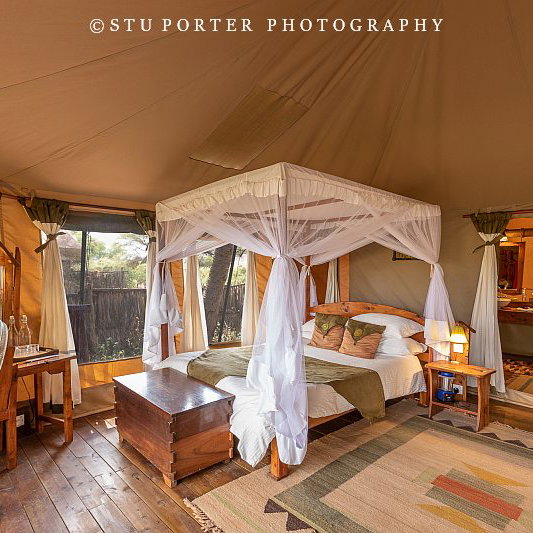 Luxury safari tent at Elephant Bedroom, Samburu