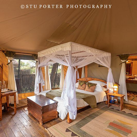 Luxury safari tent at Elephant Bedroom, Samburu Luxury safari tent at Elephant Bedroom, Samburu