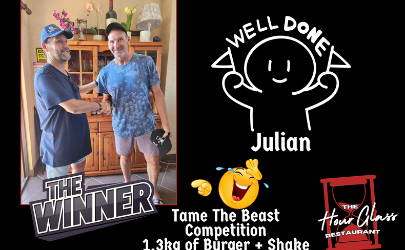 Julian winner of the Tame the Beast Competition at The Hour Glass Restaurant