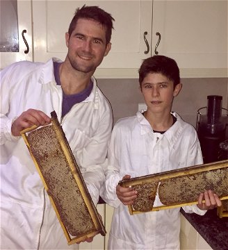 Andrew Morrison at 13 with his first bee suit