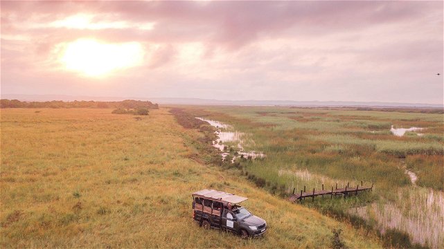 Makakatana Wetland Safari drive - romantic sundowner