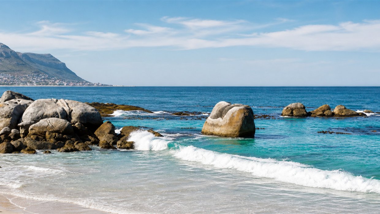 Fisherman's Beach and False Bay near Simon's Town