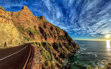 Scenic coastal route from Simon's Town towards Cape Point and the Cape of Good Hope