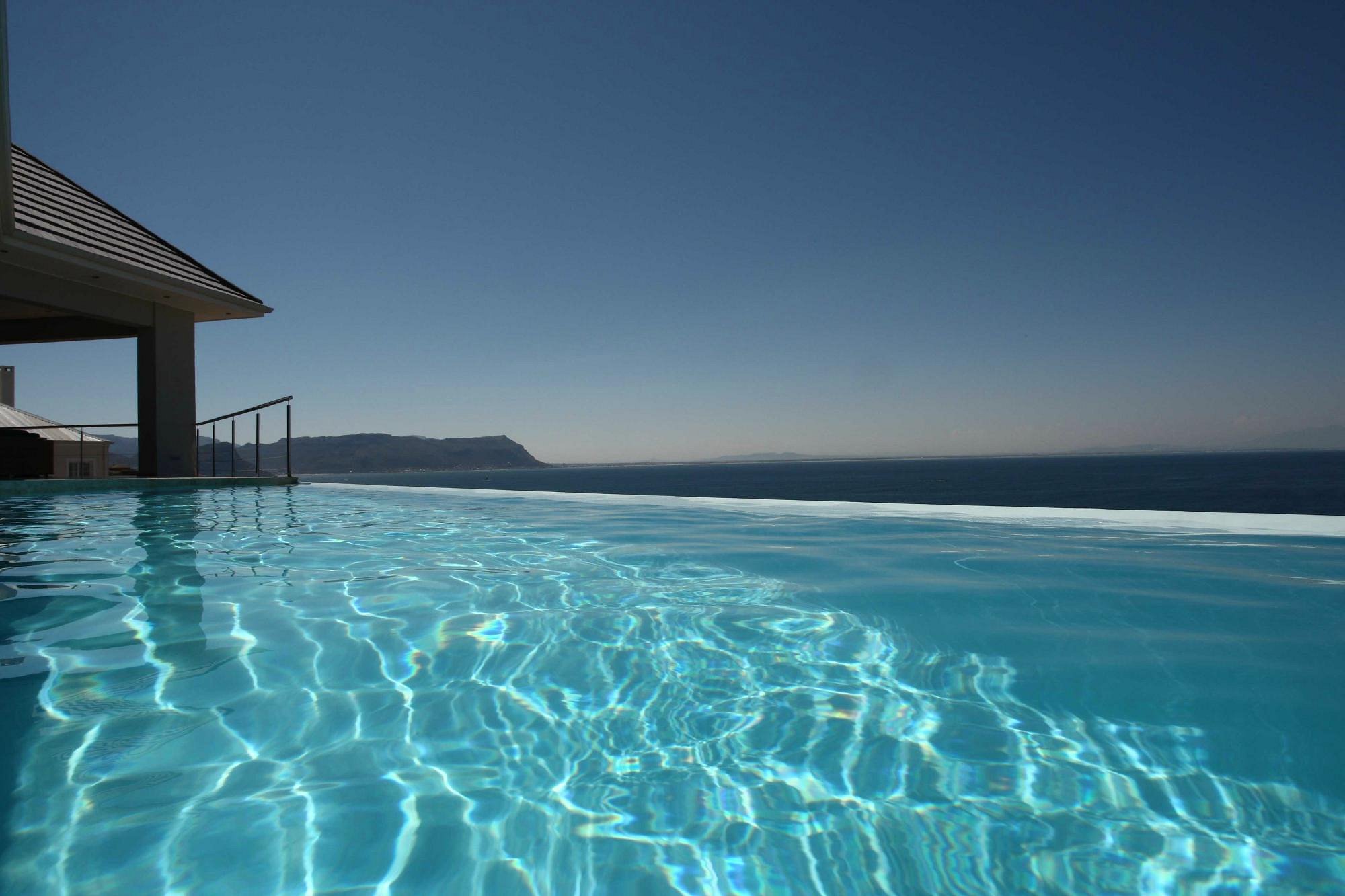 Infinity pool overlooking False Bay from Aqua Terra Boutique Guesthouse in Simon's Town