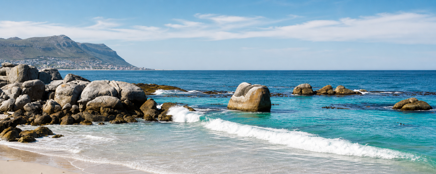 Sheltered False Bay beach near Aqua Terra Boutique Guesthouse in Simon's Town