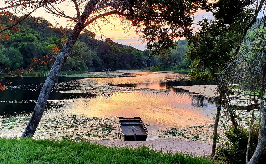 A rowing boat on a lake in The Southern Highlands, at Mufindi Highlands Lodge