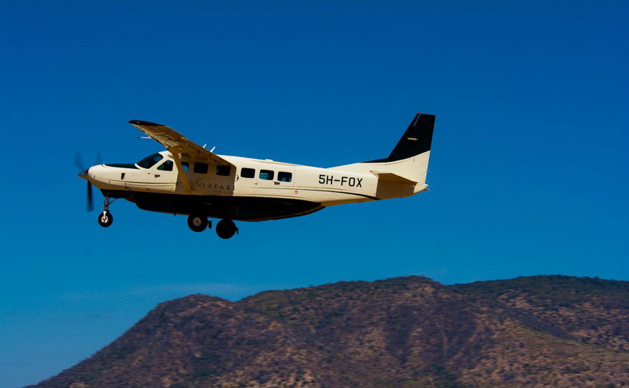 Safari Air Link Cessna Caravan flying in Ruaha National Park, Tanzania