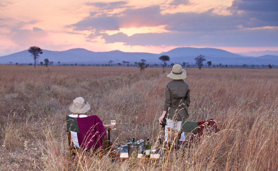 Guests enjoying the beautiful views of Mikumi National Park, while staying at Stanley's Kopje