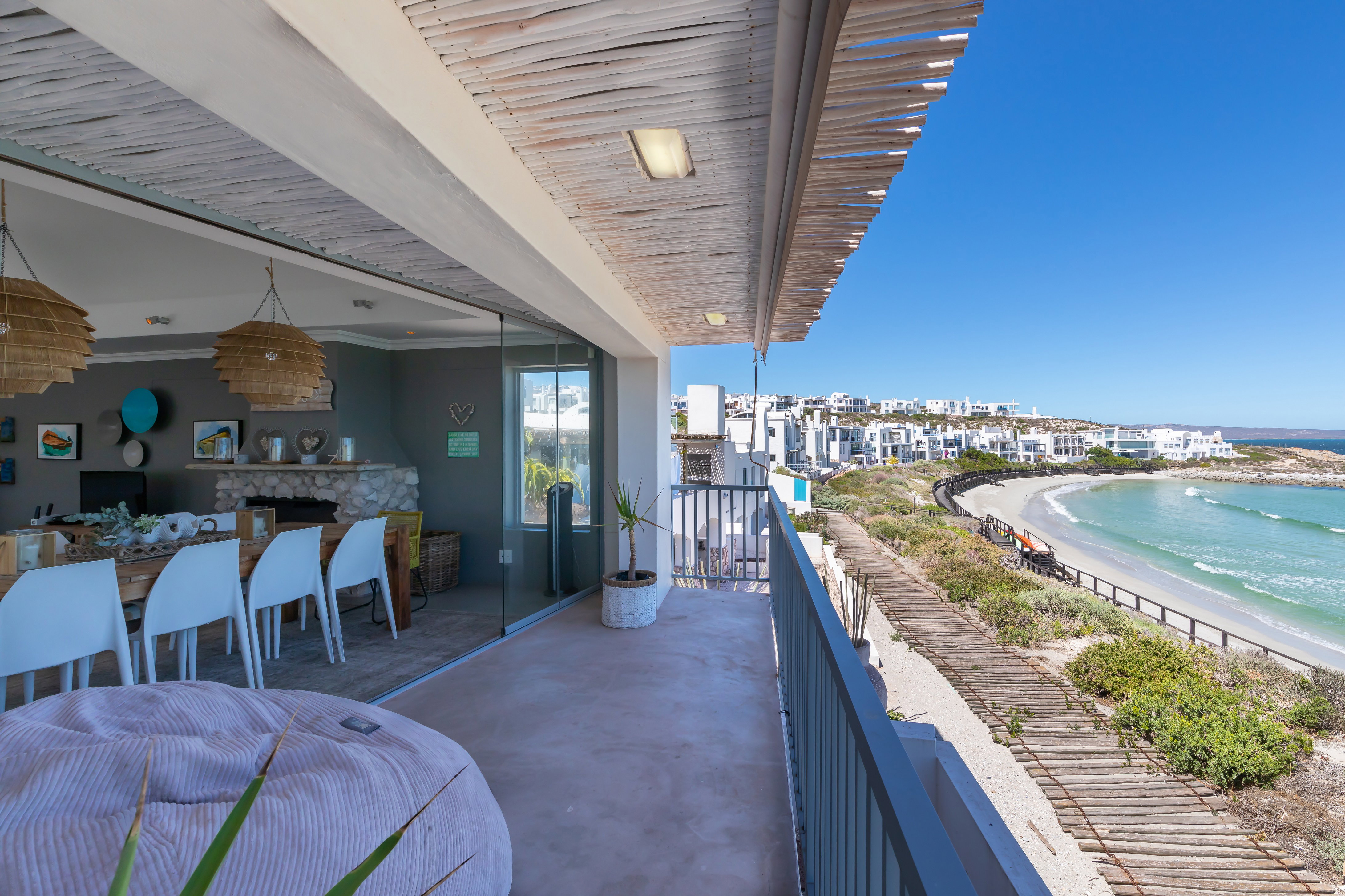 Balcony with Seaview and Private Beach View. The house is a front row home with an unobstructed view of the beach and sea