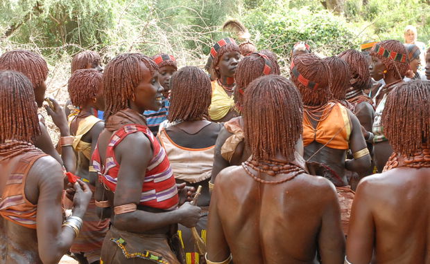 Bena and Hamer Tribes at Key Afer Market in Omo Valley