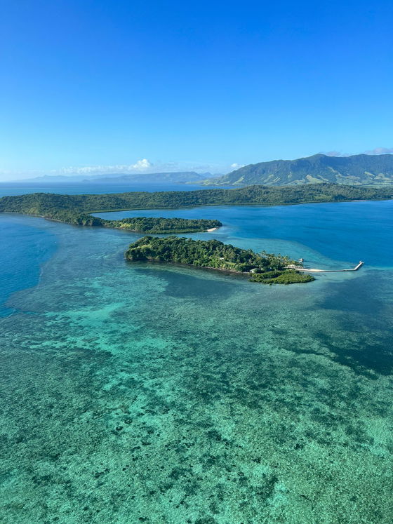 Aerial view of Dolphin Island Fiji
