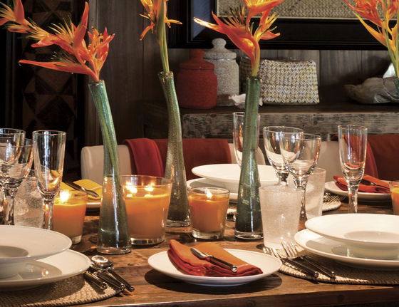 Elegant dining table with Fijian cuisine at Dolphin Island