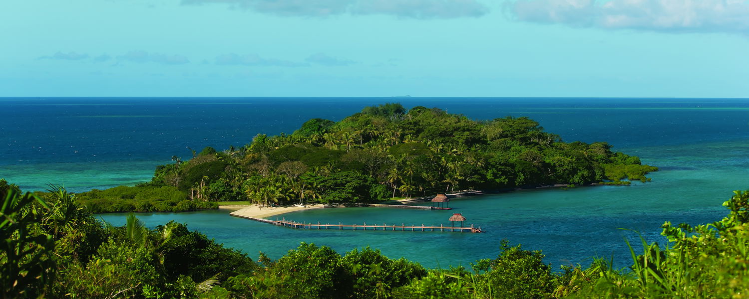 Aerial view of Dolphin Island Fiji