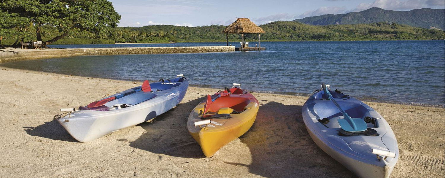 Kayaks are available for exploring the coast around the island