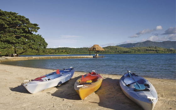 Kayaks are available for exploring the coast around the island