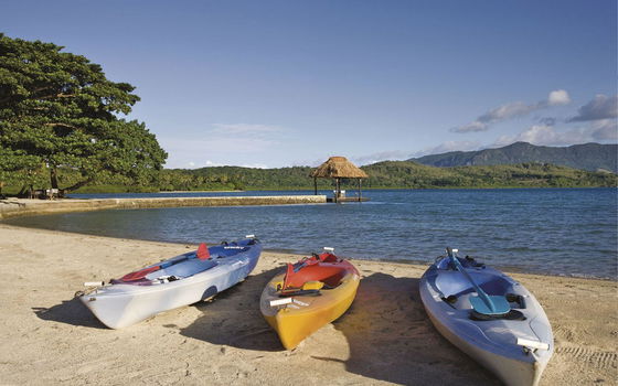 Kayaks are available for exploring the coast around the island