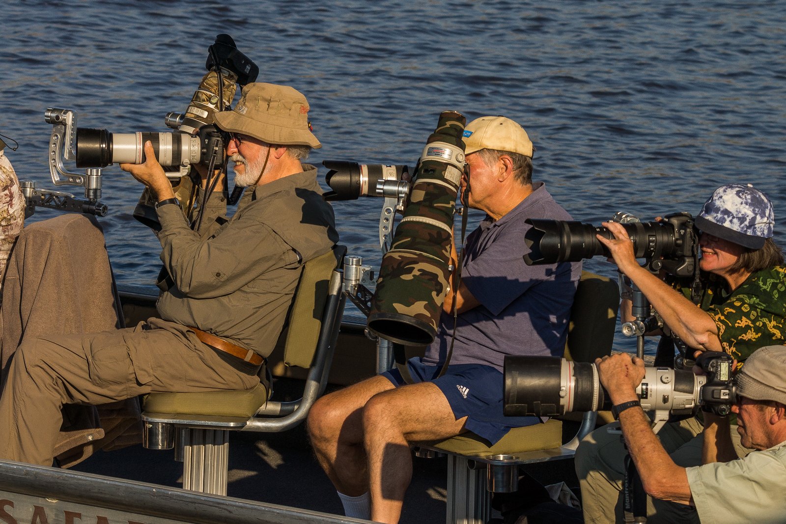 Photography enthusiasts on the Chobe River, Botswana