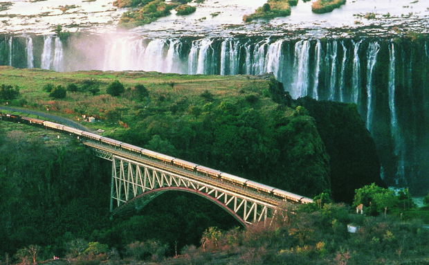 Train on Victoria Falls Bridge Train on Victoria Falls Bridge