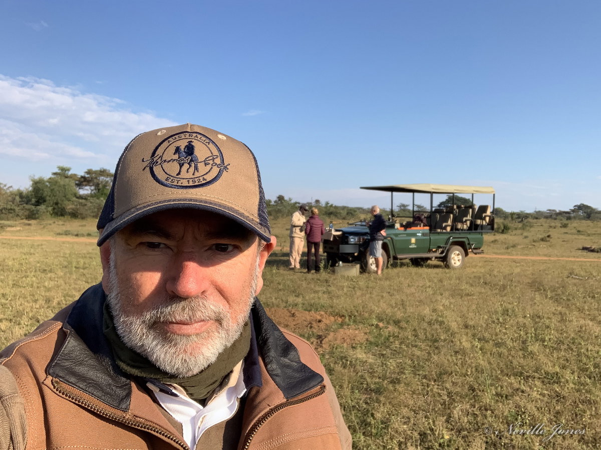 Neville Jones on a morning game drive with guests in Welgevonden, South Africa