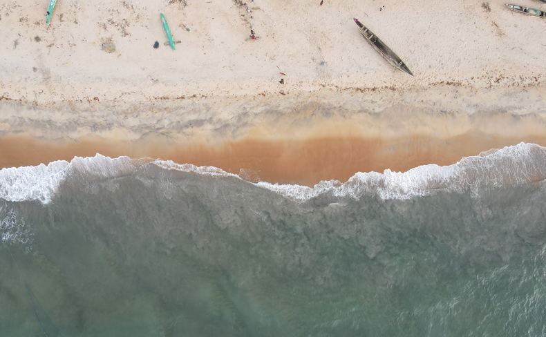 Aerial view of a beach in Robertsport, Cape Mount County, Liberia Aerial view of a beach in Robertsport, Cape Mount County, Liberia