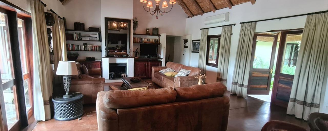 Luxury safari residence lounge at Hyena Dawn on Hans Merensky Golf Estate near Kruger National Park, Phalaborwa