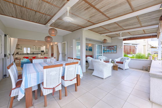 Outdoor area under wooden pergola