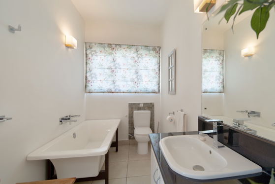 modern bathroom with bath and basin