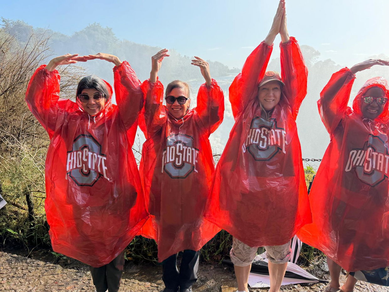 Getting soaked by the Victoria Falls spray