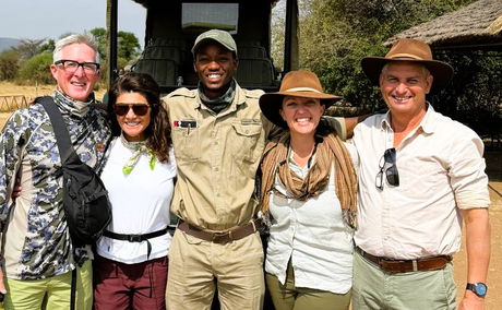 Guests and guide at Grumeti River Lodge