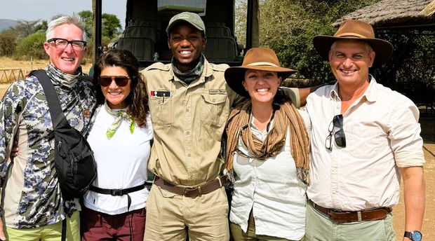 Guests and guide at Grumeti River Lodge