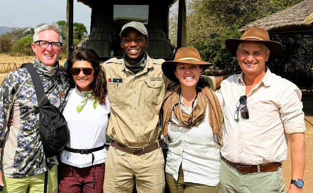 Guests and guide at Grumeti River Lodge