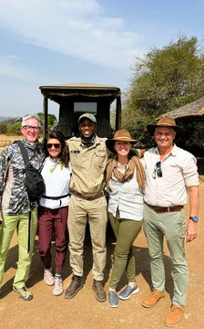 Guests and guide at Grumeti River Lodge