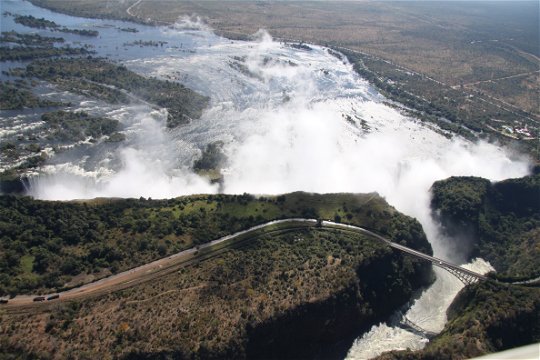 Aerial view of the Victoria Falls.