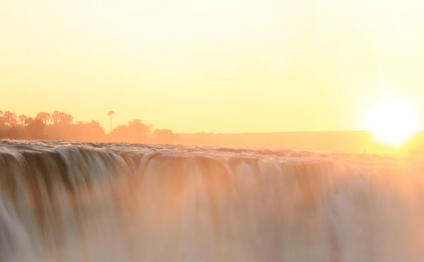 Victoria falls at sunrise in Zimbabwe