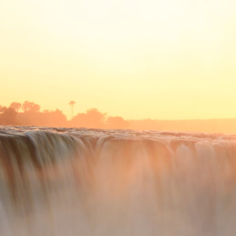 Victoria falls at sunrise in Zimbabwe