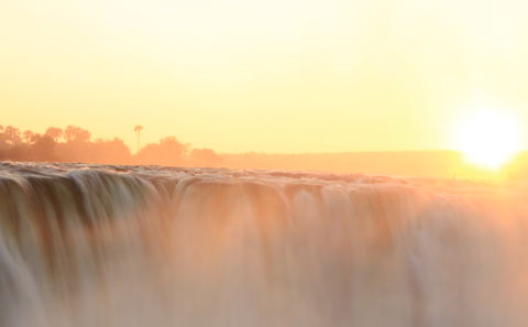 Victoria falls at sunrise in Zimbabwe
