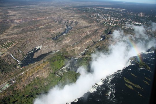 The impressive Victoria Falls from the air.