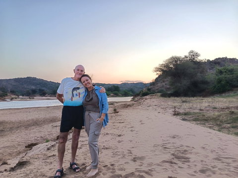 Sundowner drinks on the banks of the Lehvuvhu River, at Pafuri Tented Camp Sundowner drinks on the banks of the Lehvuvhu River, at Pafuri Tented Camp