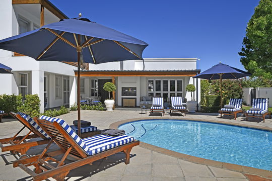 Relax at our pool with sun loungers in the Franschhoek Valley