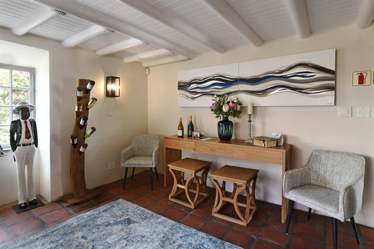 Cozy guest lounge reception area in the Cape Winelands