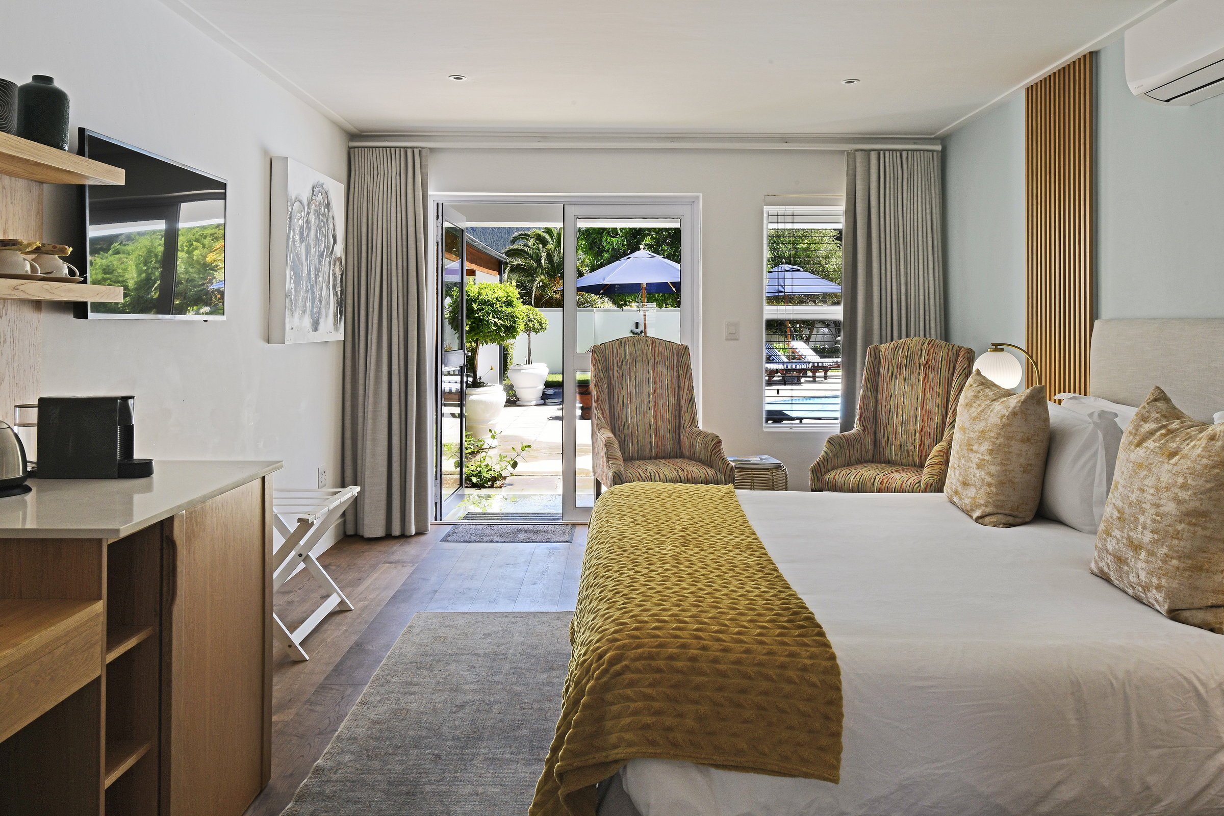 Boutique guesthouse room with patio in the Cape Winelands