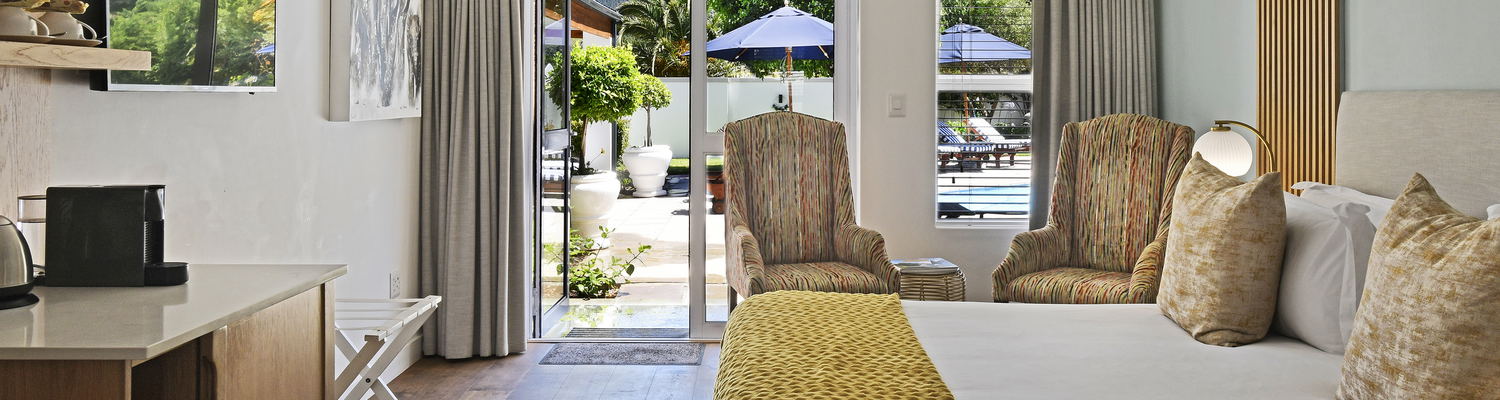 Boutique guesthouse room with patio in the Cape Winelands