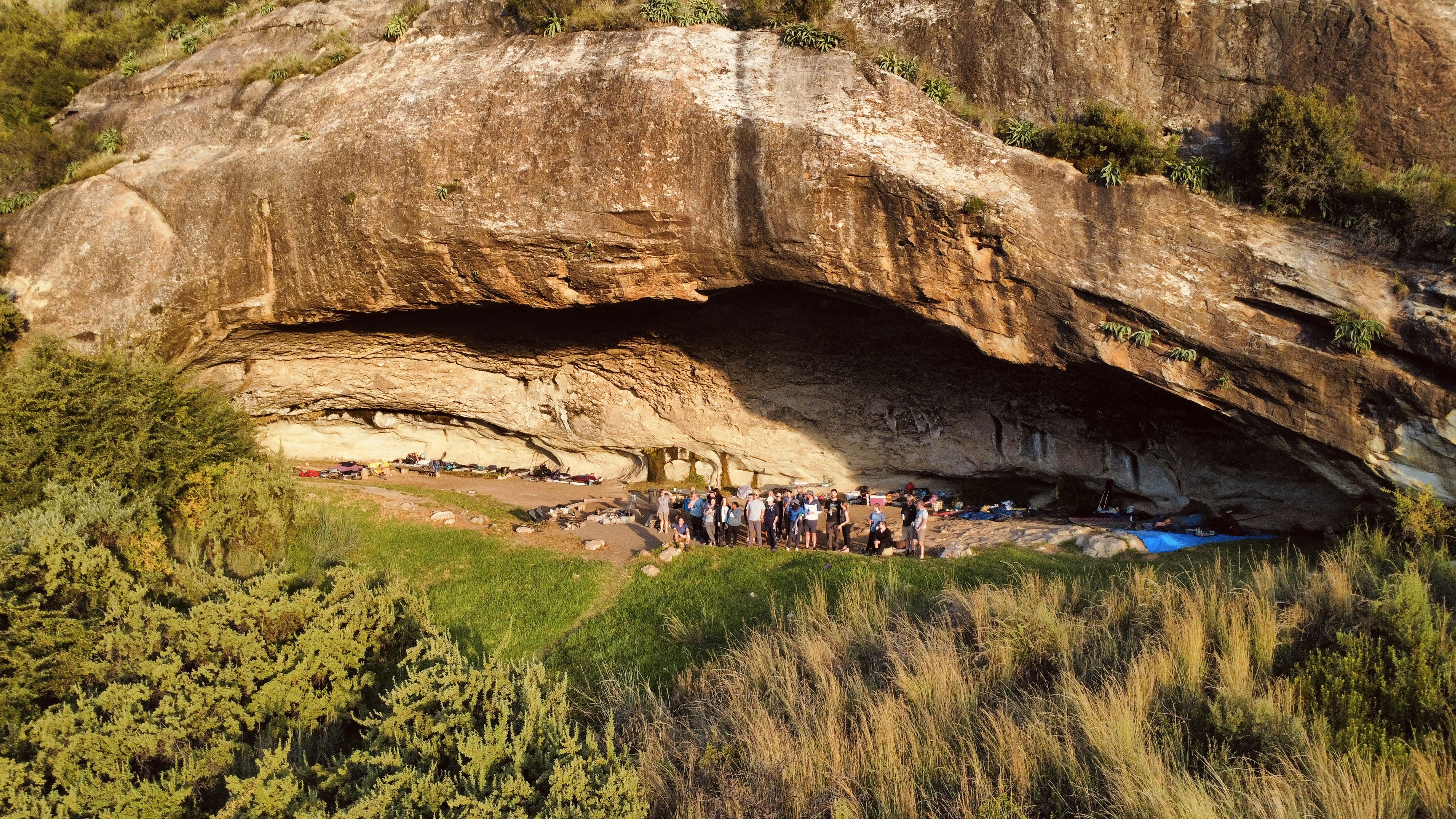 The overhang cave on Mount Perazim hiking trail with bushmen paintings