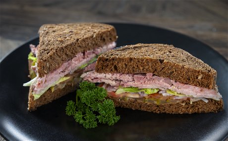 Brisket sandwich on homemade Health bread, 34 South