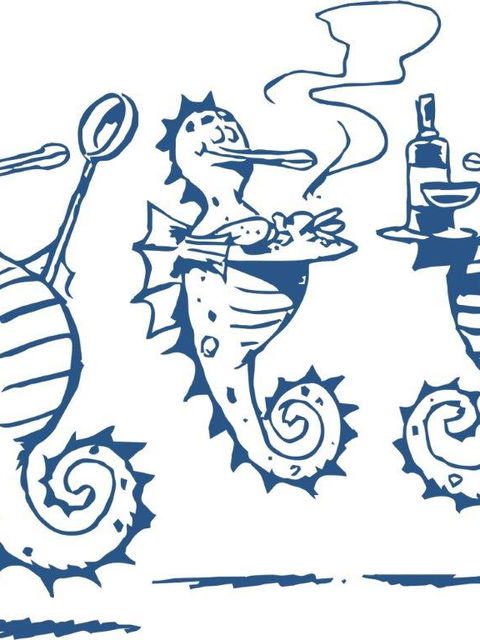 34 South Restaurant Knysna, cartoon by Mark Wiggett