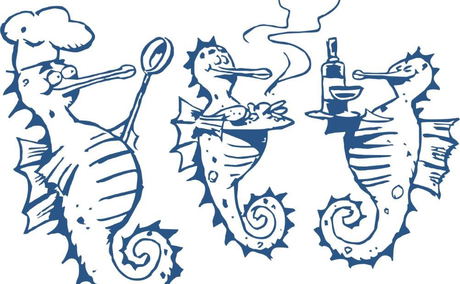 34 South Restaurant Knysna, cartoon by Mark Wiggett